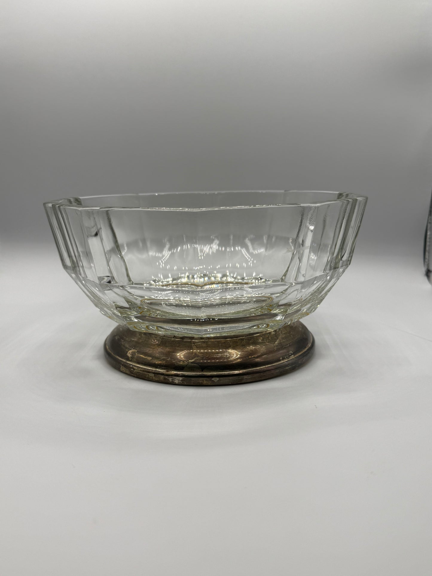 Vintage Crystal Bowl with Silver Plated Base (Made in Italy)