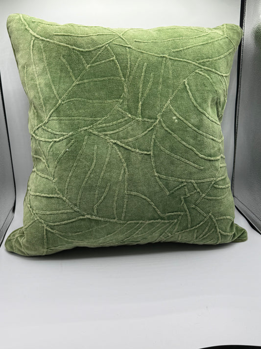 Green Velvet Leaf Pillow