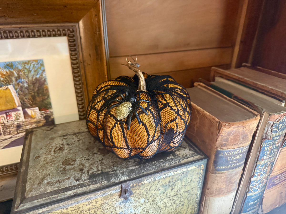 Spider Lace Covered Pumpkin