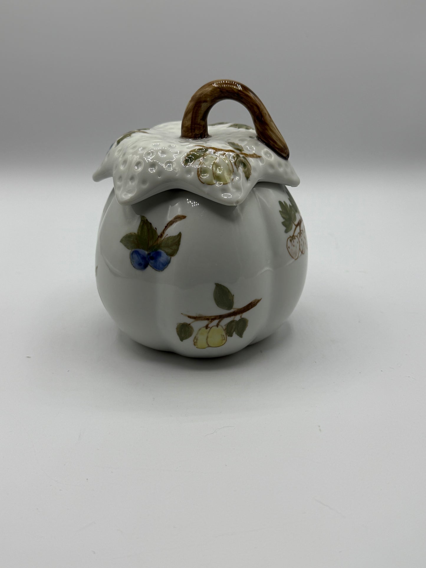 Vintage Porcelain White Lidded Fruit Shape Bowl