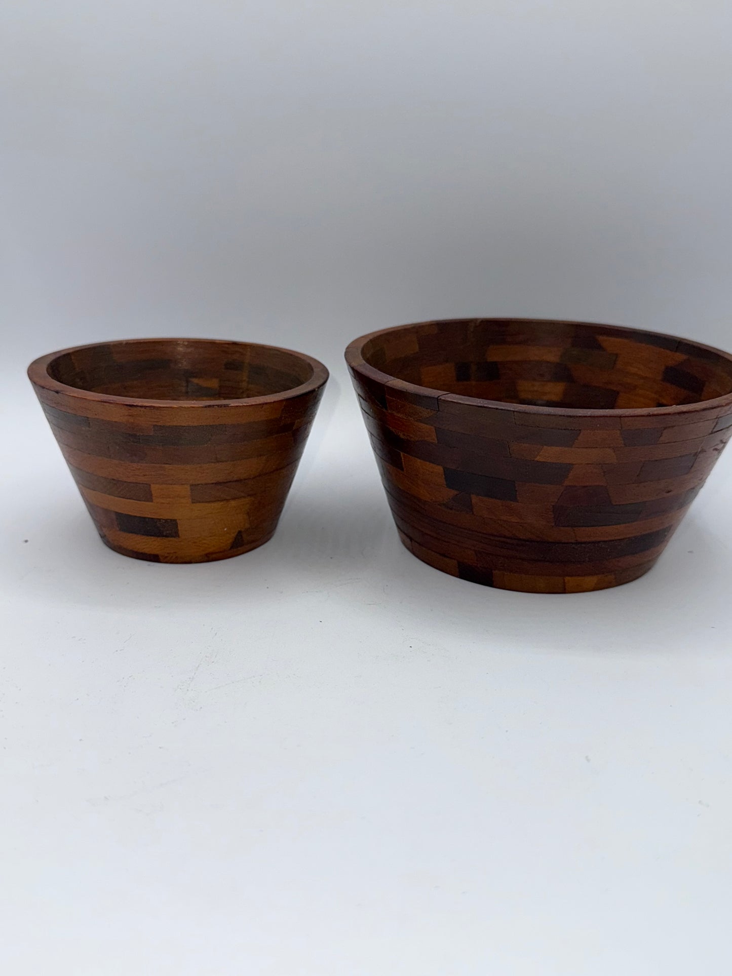 Set of 2 Segmented Handcrafted Padauk Wood bowls