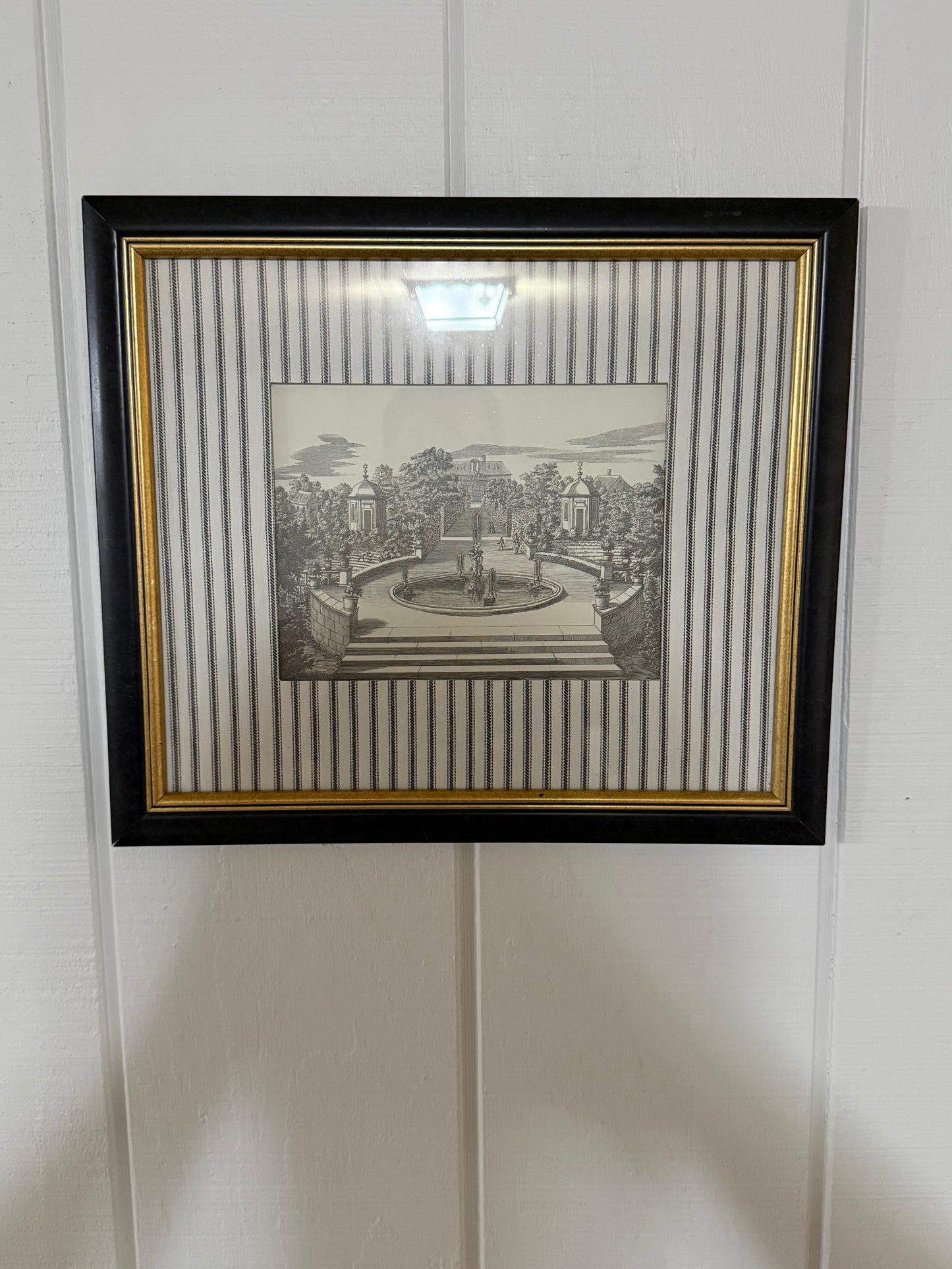 European Estates #2 Print with Ticking Stripe Mat