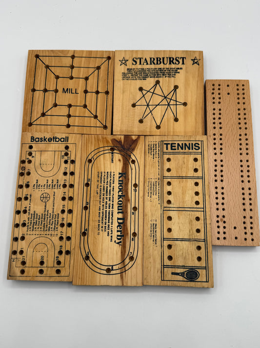 Set of 6 Vintage Wood Peg Games