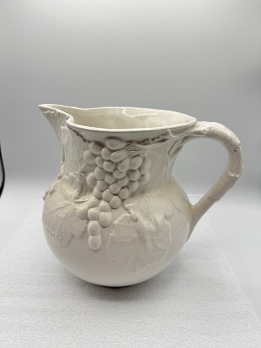 Vintage Elios Italian Ceramic Pitcher (with a raised grape and leaf design)
