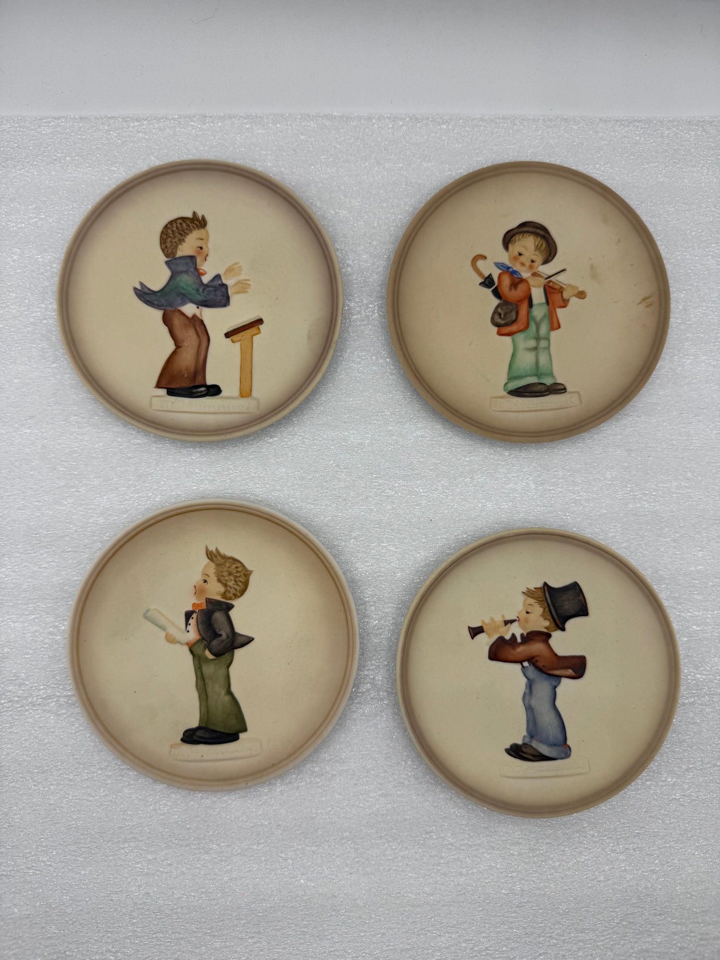 Vintage Set of 4 Hummel Goebel 1984-1987 "Little Music Makers" Mini Plates