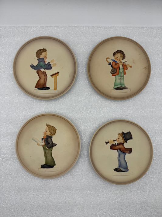 Vintage Set of 4 Hummel Goebel 1984-1987 "Little Music Makers" Mini Plates
