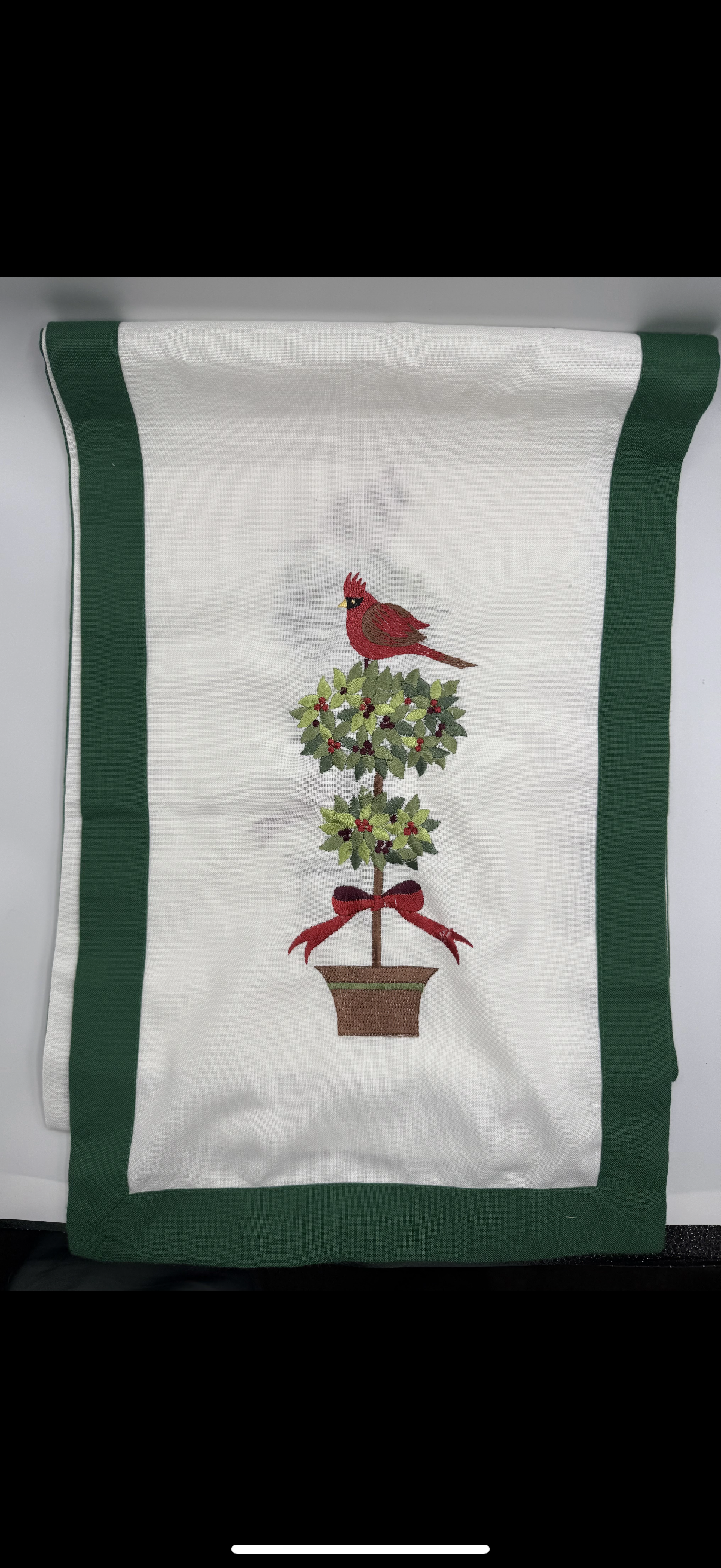 Cardinal Embroidered Table Runner