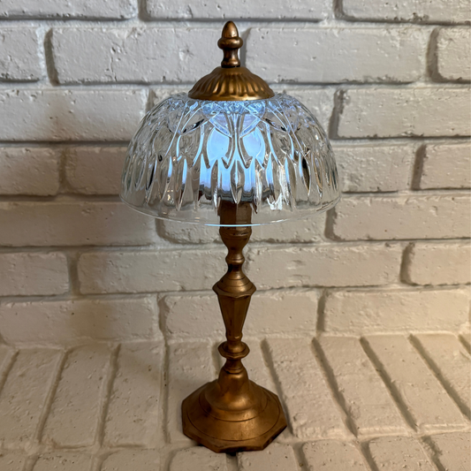 Cut Glass and Gold Tea Light Candle Lamp
