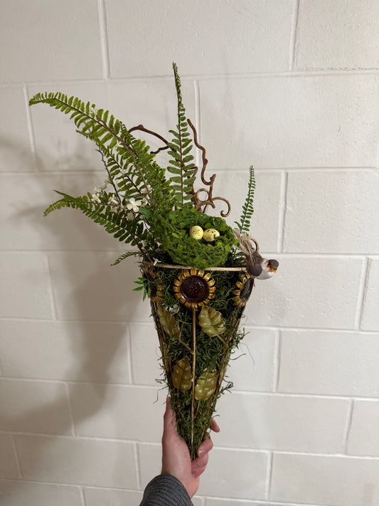 Wall Decor with Ferns and Bird’s Nest