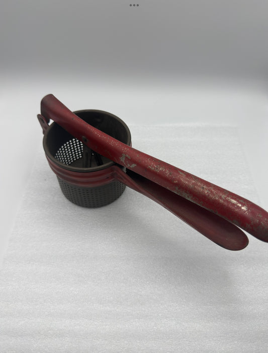 Vintage 1950's Metal Ricer/Masher with Red Handle
