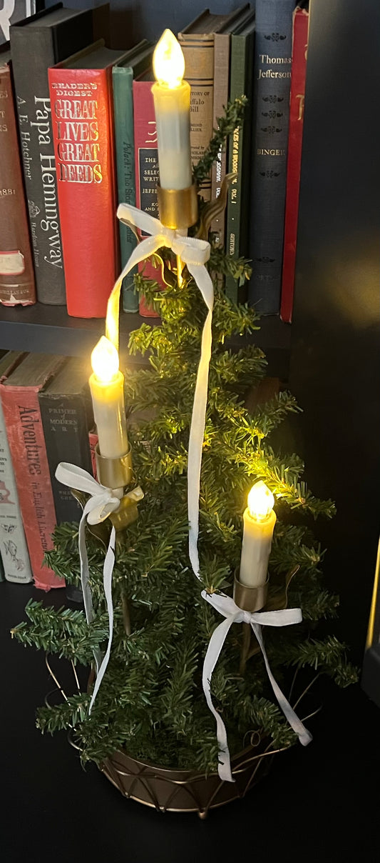 Small Tree with Gold Candlesticks (includes battery operated tapers)