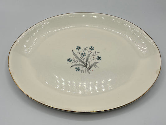 Vintage Serving Platter with Blue Flowers