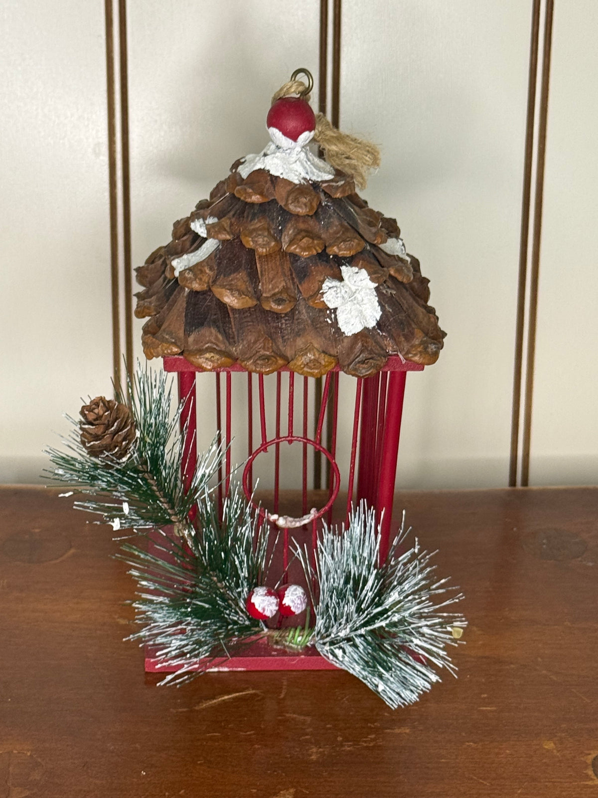 Red Bird Cage Ornaments (set of 2)