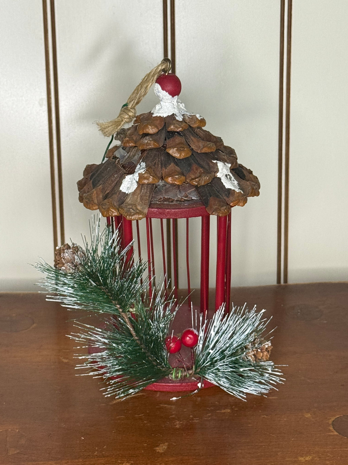Red Bird Cage Ornaments (set of 2)