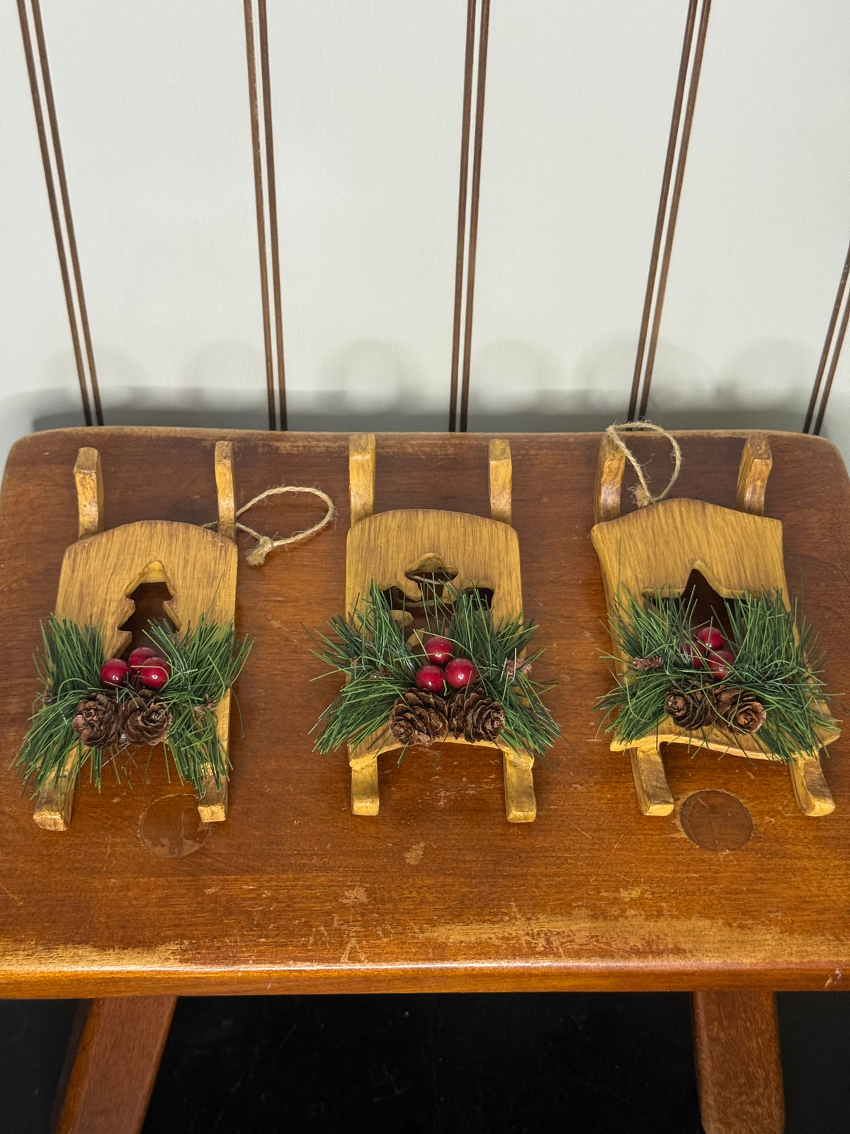 Wood Sled Ornaments (set of three)
