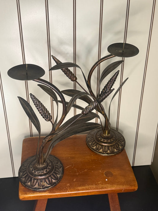 Vintage Wheat Stalk Candle Holders (set of two)