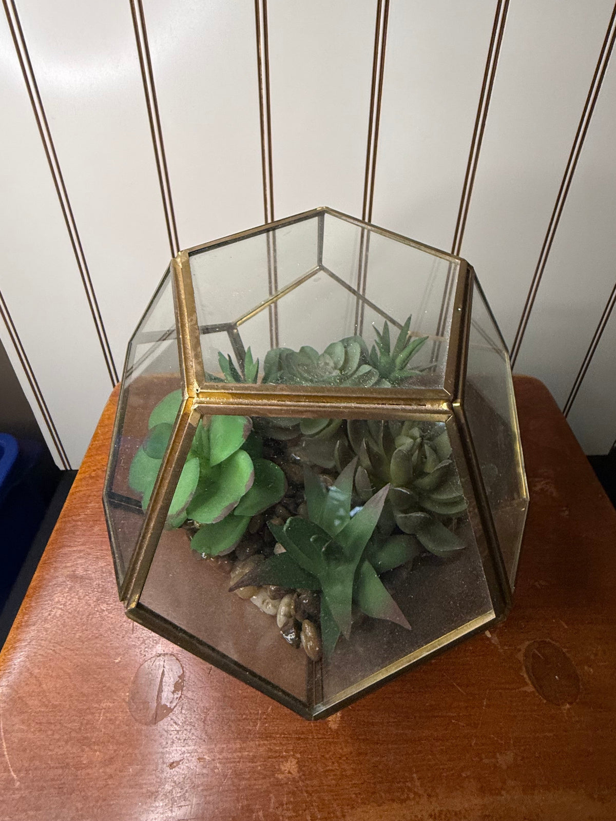 Glass Terrarium with Faux Succulents