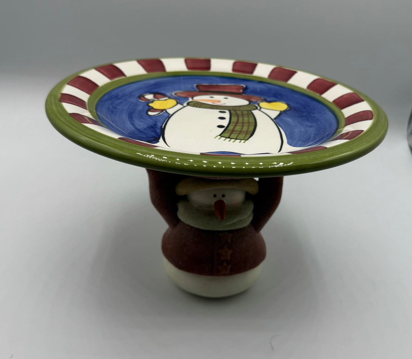 Snowman Pedestal Serving Plate