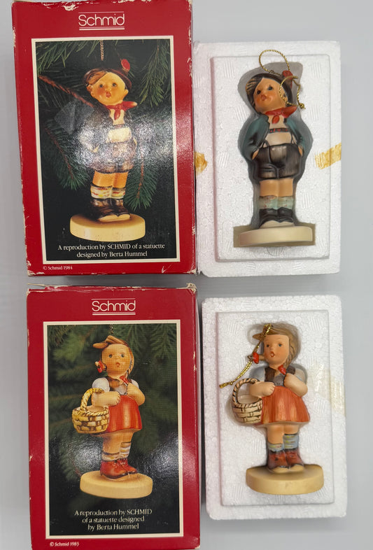 Set of Two Vintage Schmid Hummel Reproduction Ornaments