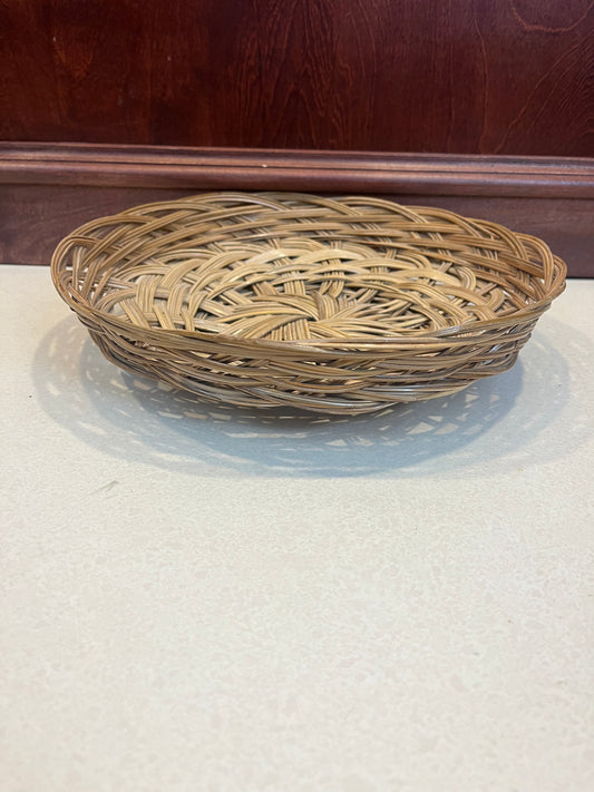 Vintage Flat Wicker Basket